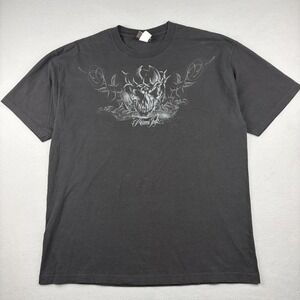 Y2K Miami Ink Skull Roses Graphic T-Shirt Black Men's XL